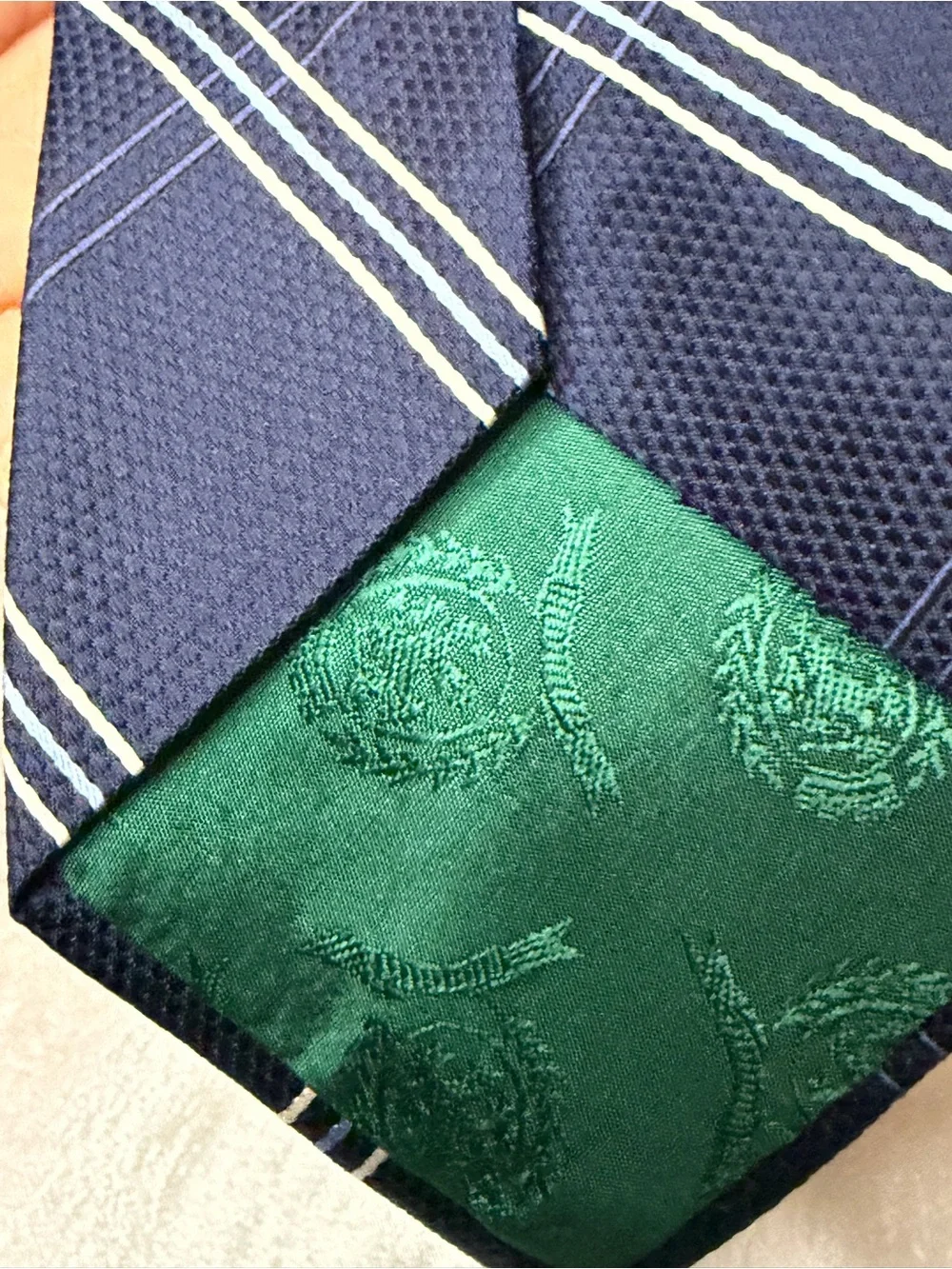 Tommy Hilfiger Navy Blue Diagonal Stripe Tie with Crystal Accents